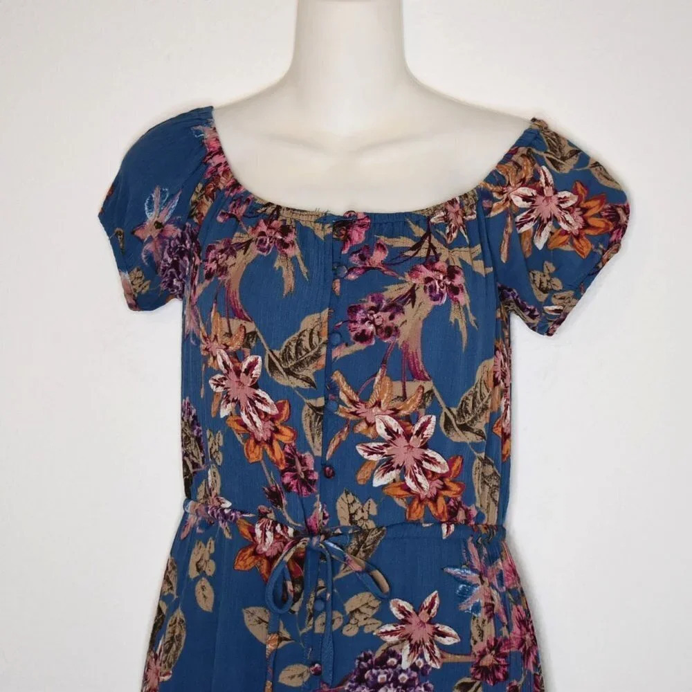 Honey Belle Floral Dress Sz S Button Front Whimsygoth Peasant Boho Sundress - Picture 2 of 16